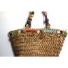 NEW CAPPELLI BRAIDED BROWN STRAW BEAD CHARM DECOR BASKET TOTE SHOULDER BAG PURSE