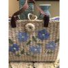 Straw Bag With  Flower Woven Satchel Shoulder Wicker Handbag