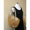 Michael Kors Straw Naomi Pale Gold Leather Large Tote Shoulder Bag NWT $298