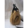 MICHAEL KORS BEIGE/BLACK STRAW LEATHER SATCHEL SHOULDER PURSE BAG