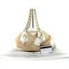 Authentic PRADA Gold Chain Leather, Beige Straw Shoulder Bag PS10559L