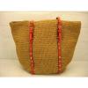 Michael Kors Gold Studded Straw Large Shopper Tote Bag Orange Leather Shoulder