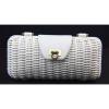 Salvatore Ferragamo White Gancini Gancino Lock Wicker Rattan Straw Hand Bag