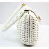 Salvatore Ferragamo White Gancini Gancino Lock Wicker Rattan Straw Hand Bag