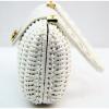 Salvatore Ferragamo White Gancini Gancino Lock Wicker Rattan Straw Hand Bag