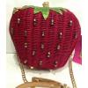 Betsey Johnson RARE Handbag STRAWBERRY Red WICKER Straw CROSSBODY Shoulder Bag