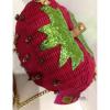 Betsey Johnson RARE Handbag STRAWBERRY Red WICKER Straw CROSSBODY Shoulder Bag