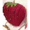 Betsey Johnson RARE Handbag STRAWBERRY Red WICKER Straw CROSSBODY Shoulder Bag