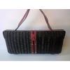 KATE SPADE Large, Long Black Wicker Woven Weave Picnic Bag, Handbag, Purse, RARE