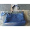 Tory Burch Thea Woven Straw and Leather Tote Shoulder Bag Tory Navy $395