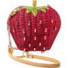 Betsey Johnson RARE Handbag STRAWBERRY Red WICKER Straw CROSSBODY Shoulder Bag