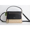 NWT KATE SPADE NEW YORK SMALL STRAW TODDY SHOULDER BAG BLACK NATURAL