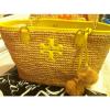 Tory Burch SOLD OUT Thea Straw Natural/Neon Sun TOTE BAG NWT