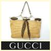 Gucci $1,350 &#039;Positano&#039; raffia/straw interlaced silk scarf large tote bag