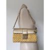 Michael Kors Pale Gold Leather Straw Gabriella Large Clutch Shoulder Bag NWT