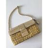 Michael Kors Pale Gold Leather Straw Gabriella Large Clutch Shoulder Bag NWT