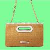 MICHAEL KORS STRAW ROSALIE Straw/Optic White Leather LG Clutch Bag Msrp $198