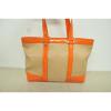 Tory Burch Tote Ella Orange Patent Leather Woven Straw Bag purse shopper