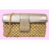 MICHAEL KORS GABRIELLA Natural Straw/Gold Leather Large Clutch Bag Msrp $228.00