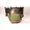 Striped Woven Bag Basket  Market Bolga African Purse Leather