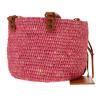 Authentic BALENCIAGA Raffia Basket Hand Bag Pink Straw Leather Vintage G02639