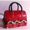 FURLA Rubber Jelly MINI &#039;CANDY BAG STRAW&#039; Red Weaved LEATHER Satchel Handbag NWT