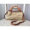 FOSSIL Natural Straw Half Moon Wood Handles Convertible Handbag Shoulder Bag