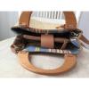 FOSSIL Natural Straw Half Moon Wood Handles Convertible Handbag Shoulder Bag