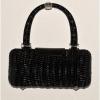 Salvatore Ferragamo Black Gancini Gancino Lock Wicker Rattan Straw Hand Bag