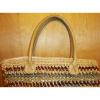 VINTAGE ETHNIC WOVEN STRAW SISAL JUTE LEATHER HANDLES BOHO TOTE BEACH BAG