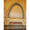 VINTAGE ETHNIC WOVEN STRAW SISAL JUTE LEATHER HANDLES BOHO TOTE BEACH BAG