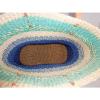 STRAW KENYA SISAL TOTE MARKET BAG BLUE ~ GREEN ~ NATURAL with LEATHER STRAPS