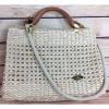 VTG ALINA ITALY Woven Vintage Wood Handle Straw Handbag Tote Beach bag Purse