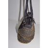 Brighton Black Brown Straw Weave Purse Satchel Shoulder Bag Heart Footed