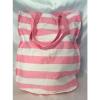 VICTORIA&#039;S SECRET BEACH BAG TRAVEL TOTE SHOPPER SHOULDER PINK WHITE STRIPES NWT