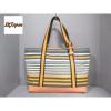 Used[B] Women Bag/Purse COACH Bleecker striped canvas beach tote E5R