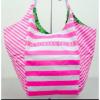 New~Victoria&#039;s secret Striped Pink Reversible Green white dots Tote Beach Bag