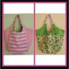 New~Victoria&#039;s secret Striped Pink Reversible Green white dots Tote Beach Bag