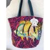 NWT Guy Harvey Colorful Fish Art Canvas Large Beach Bag/Purse