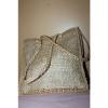 Woven Straw Tote Lined Wooden Elephants Giraffes Braided Straps Beach Bag A2