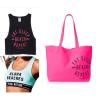 NWT Sz M 3Pz Victoria&#039;s Secret Tote Bag ,Bra,Tank Top Pink Black Eat Sleep Beach