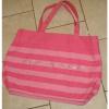 VICTORIA&#039;S SECRET Pink Striped Canvas BEACH GYM Bag - NEW