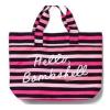 New~Victoria&#039;s Secret VS &#034;Hello, Bombshell&#034; tote Beach Bag Black Pink Striped