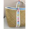 Woven Straw Large Shoulder Tote Purse Beach Bag with Cloth Handle Multi Colored