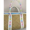 Woven Straw Large Shoulder Tote Purse Beach Bag with Cloth Handle Multi Colored