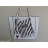 Henri Bendel Large Love Canvas Tote Beach School Shopping Shopper Bag Summer