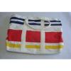 VINTAGE RALPH LAUREN LARGE BEACH BAG COTTON CANVASS BLUE , RED , YELLOW