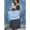 Indian Handmade Mandala Shopping Purse Cotton Beach Bag Large Tote Blue Ombre