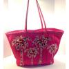 Vera Bradley Straw Tote Pixie Confetti Palm Trees Hot Pink Large Beach Bag NWOT