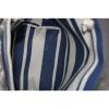 Victorias Secret Summer Beach Tote Blue &amp; White Striped Bag w/ Pink VS Decal NEW